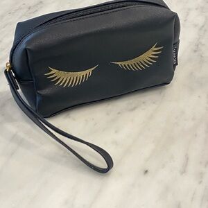 Sephora Black Cosmetic Bag with Gold Eyelash Design